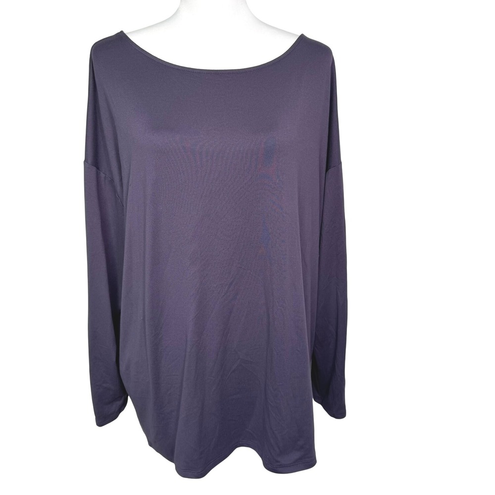 J.JILL Women's XL Purple Fit Crossover Back Tee Long Sleeve Shirt Soft Strappy